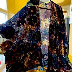 Gorgeous Wine Velvet Floral Kimono by Torrid